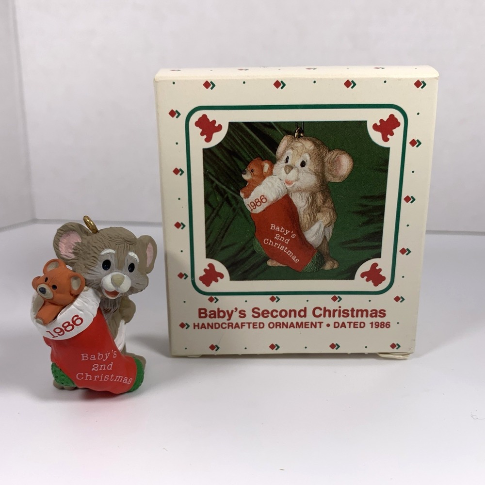Hallmark  Baby' Second Christmas Mouse‎ Keepsake Ornament New old stock 1986